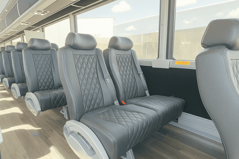 interior of Gainesville Shuttle Bus Rentals charter bus